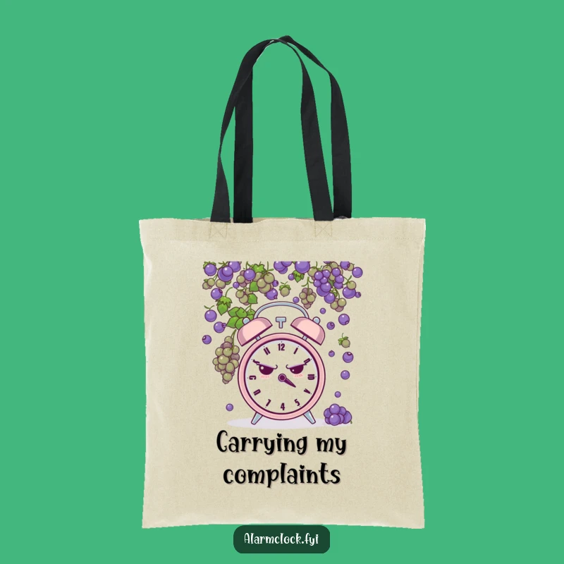 Funny Grumpy Clock Grape Shower Tote Bag - Practical and Hilarious 'Over It' Bag