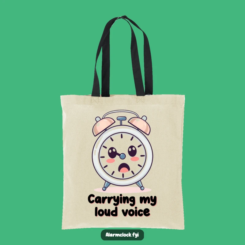 Funny Surprised Alarm Clock Tote Bag - Loud Ringing Shocked Face Accessory