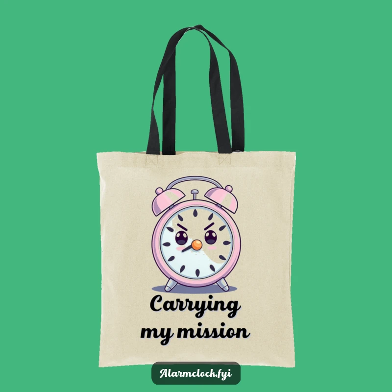 Funny Determined Alarm Clock Tote Bag - Loud Ringing Motivational Carry-all