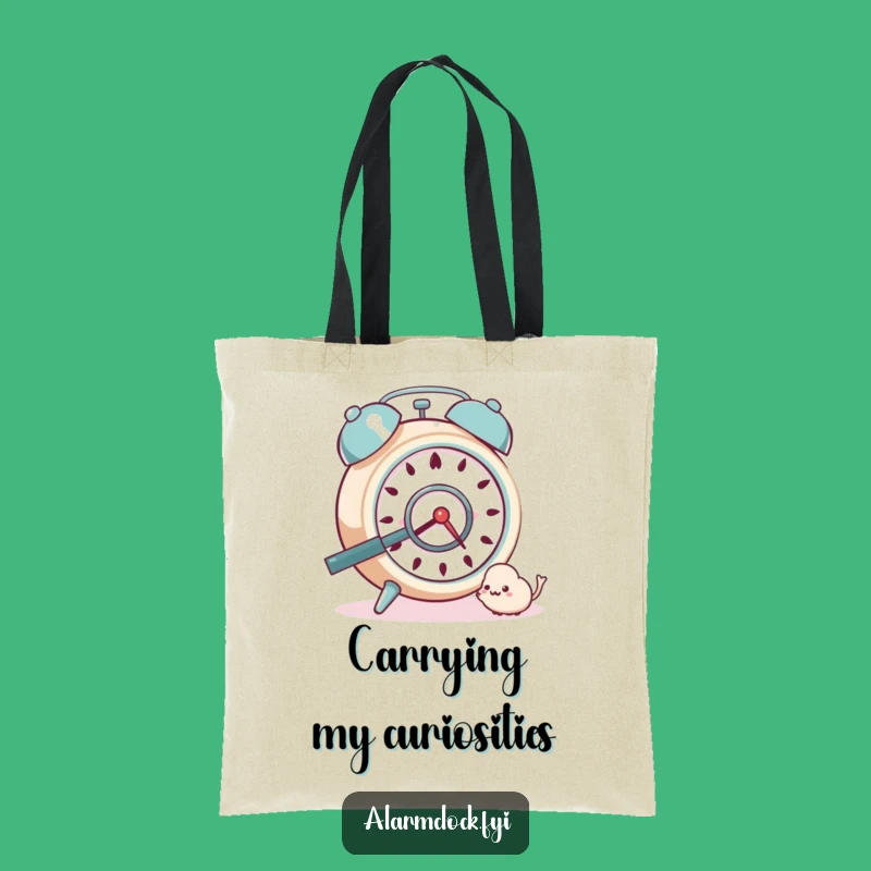 Funny Curious Alarm Clock Tote Bag: Carry Your Investigator's Toolkit in Style
