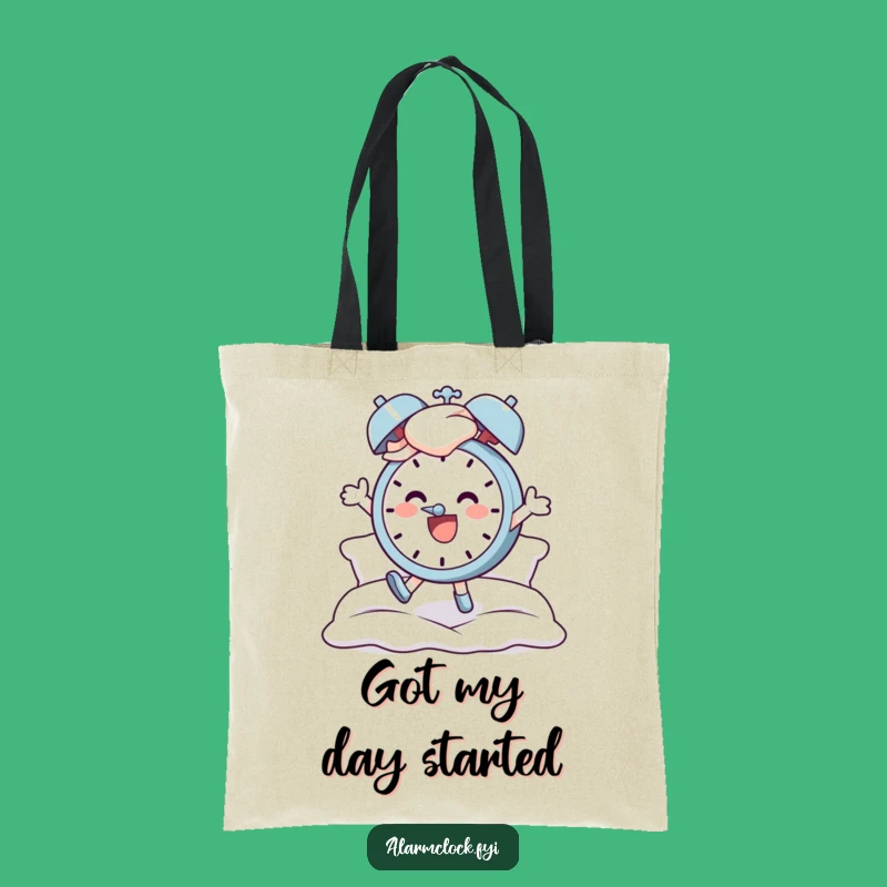 Funny Everyday Tote: Cheerful Character's Morning Jump, Ideal Shopping and Funny Gift Bag