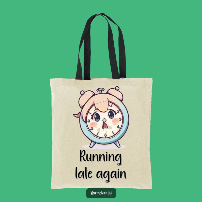 Funny Startled Clock Tote Bag: Carry Your Errands with Hysterical Urgency